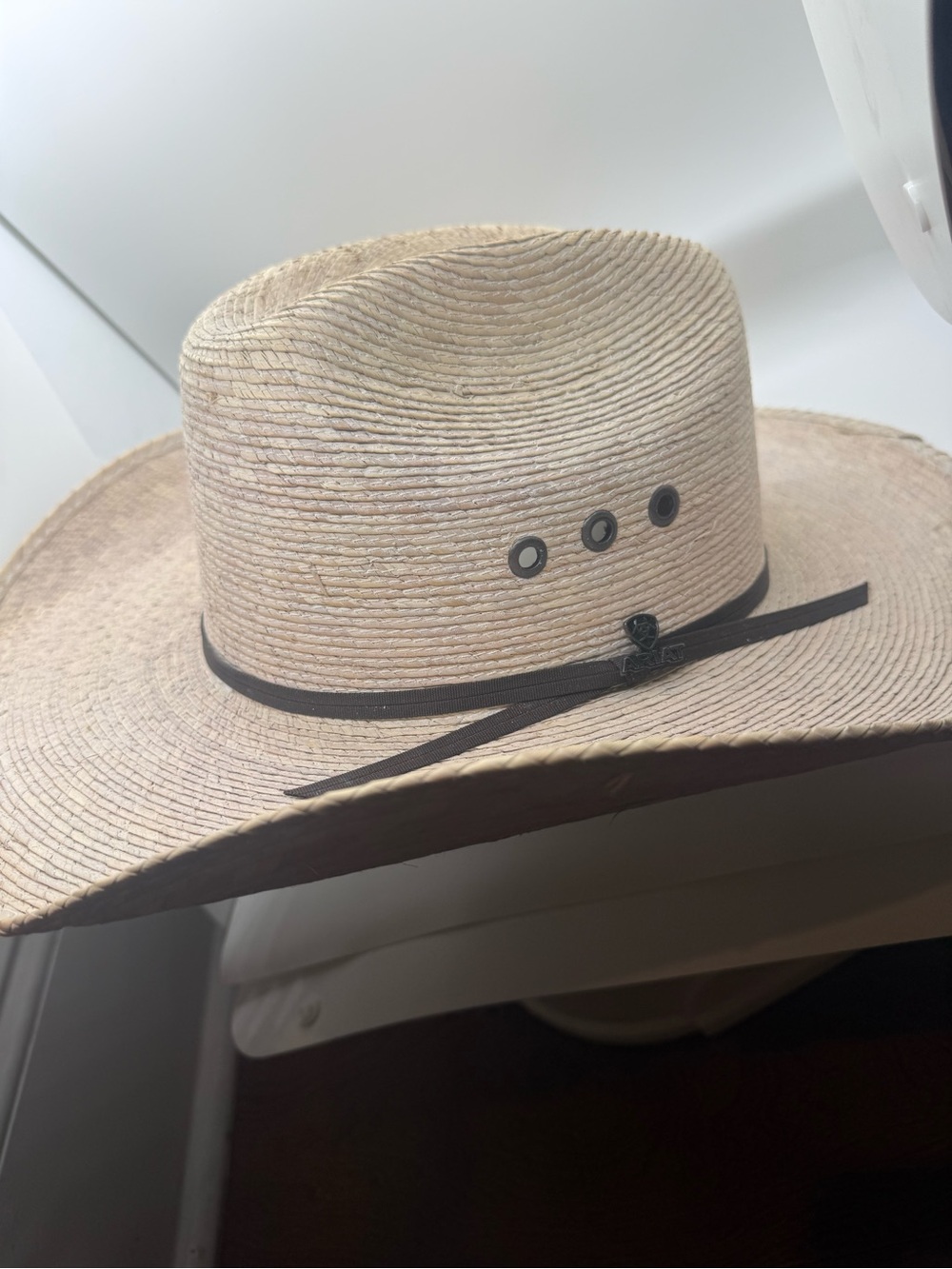 Ariat Natural Palm Straw Cowboy Hat with Brown Bands